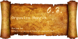 Orgovics Henrik névjegykártya